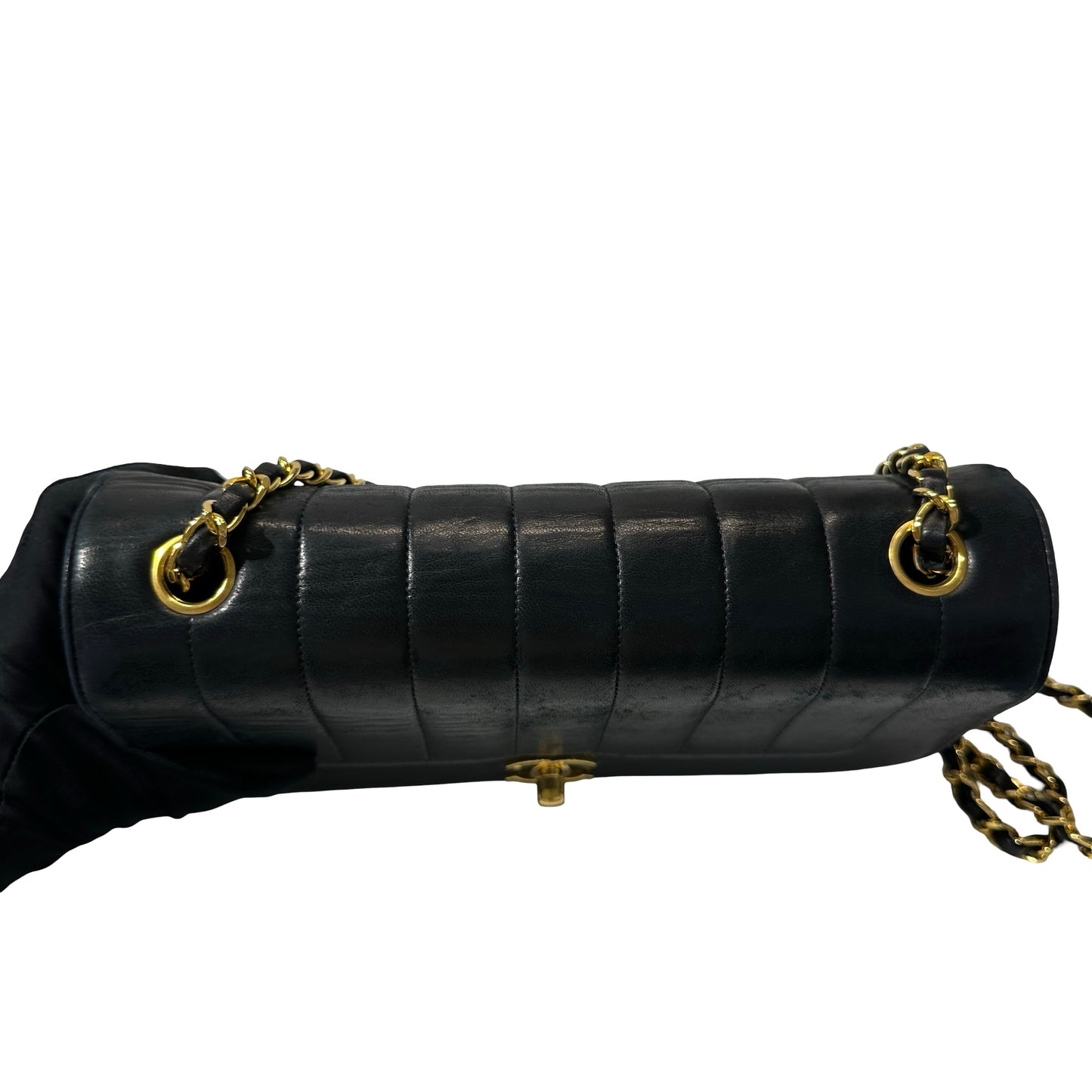 Used Chanel Lambskin Leather Cf Flap Vintage Shoulder Bag Black GHW