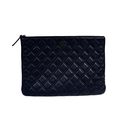 CHANEL BLACK LAMBSKIN CLUTCH PHW [20004170]