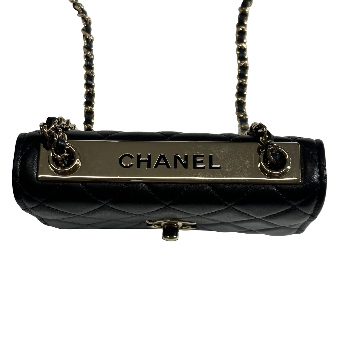 Used CHANEL Quilted Lambskin Trendy CC WOC Wallet on chain Black GHW
