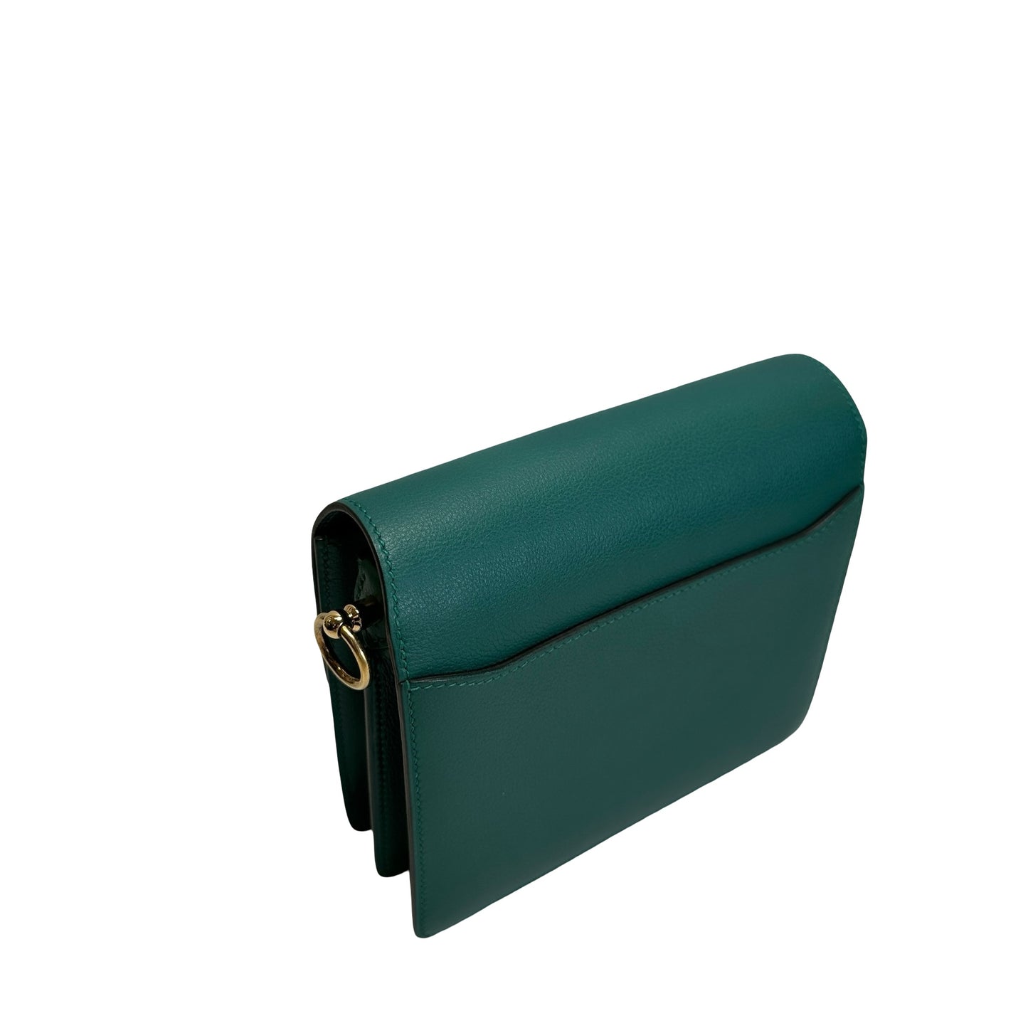 Used HERMES Clemence Mini Roulis Crossbody Bag Green Gold