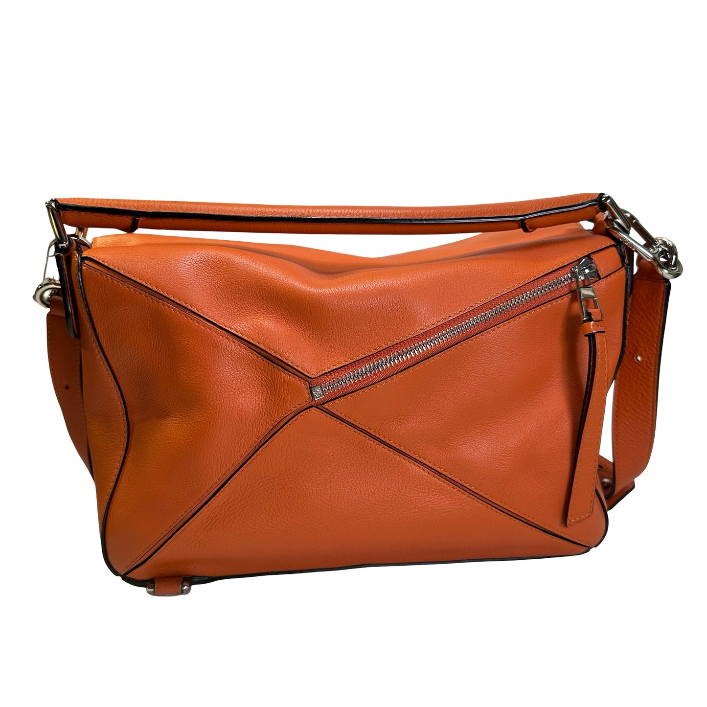 Used LOEWE Leather Puzzle Bag Handbag Orange