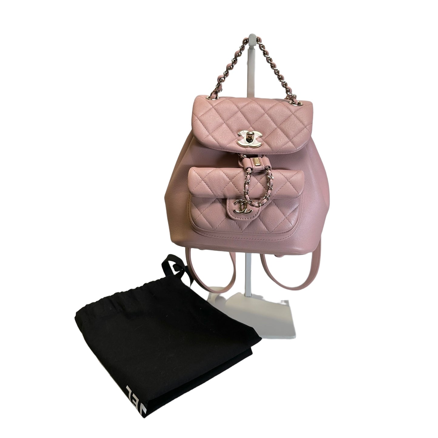Brand New CHANEL Quilted Calfskin Duma Backpack Pink Gold