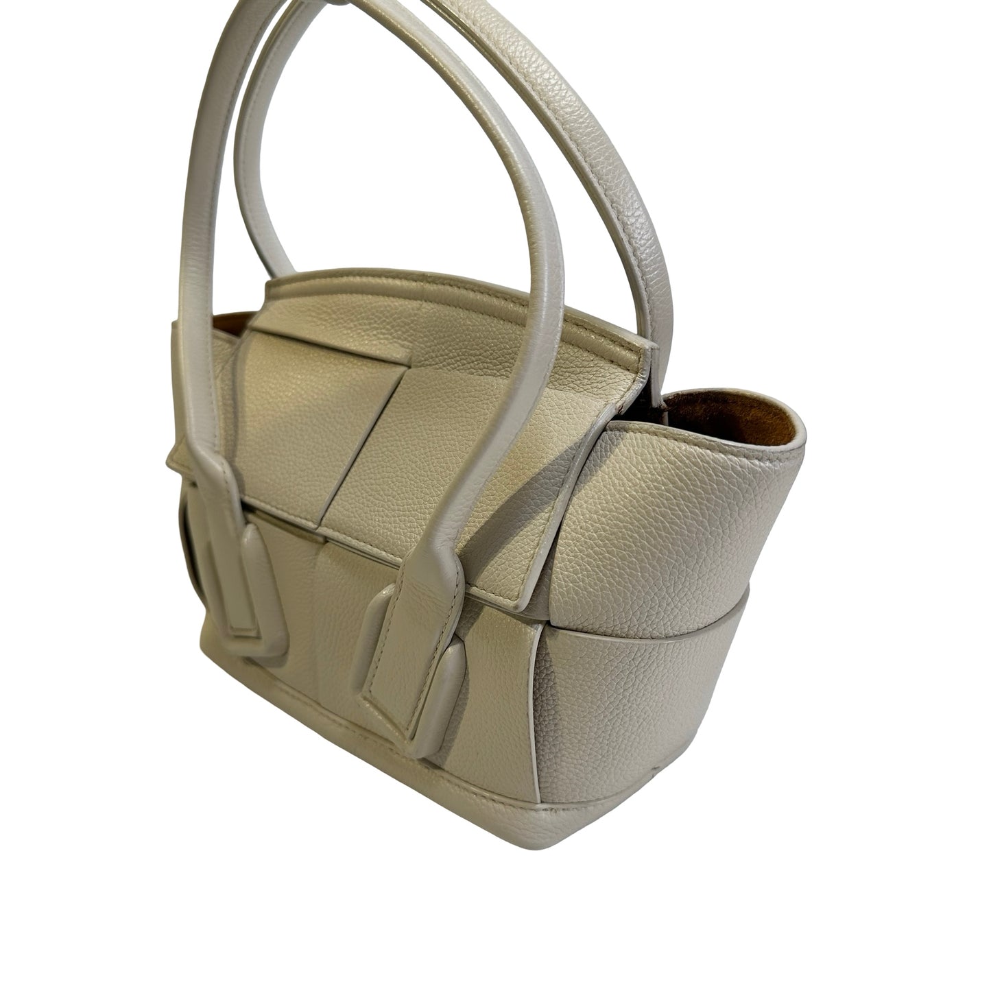Used BOTTEGA VENETA Intrecciato Arco Handbag White