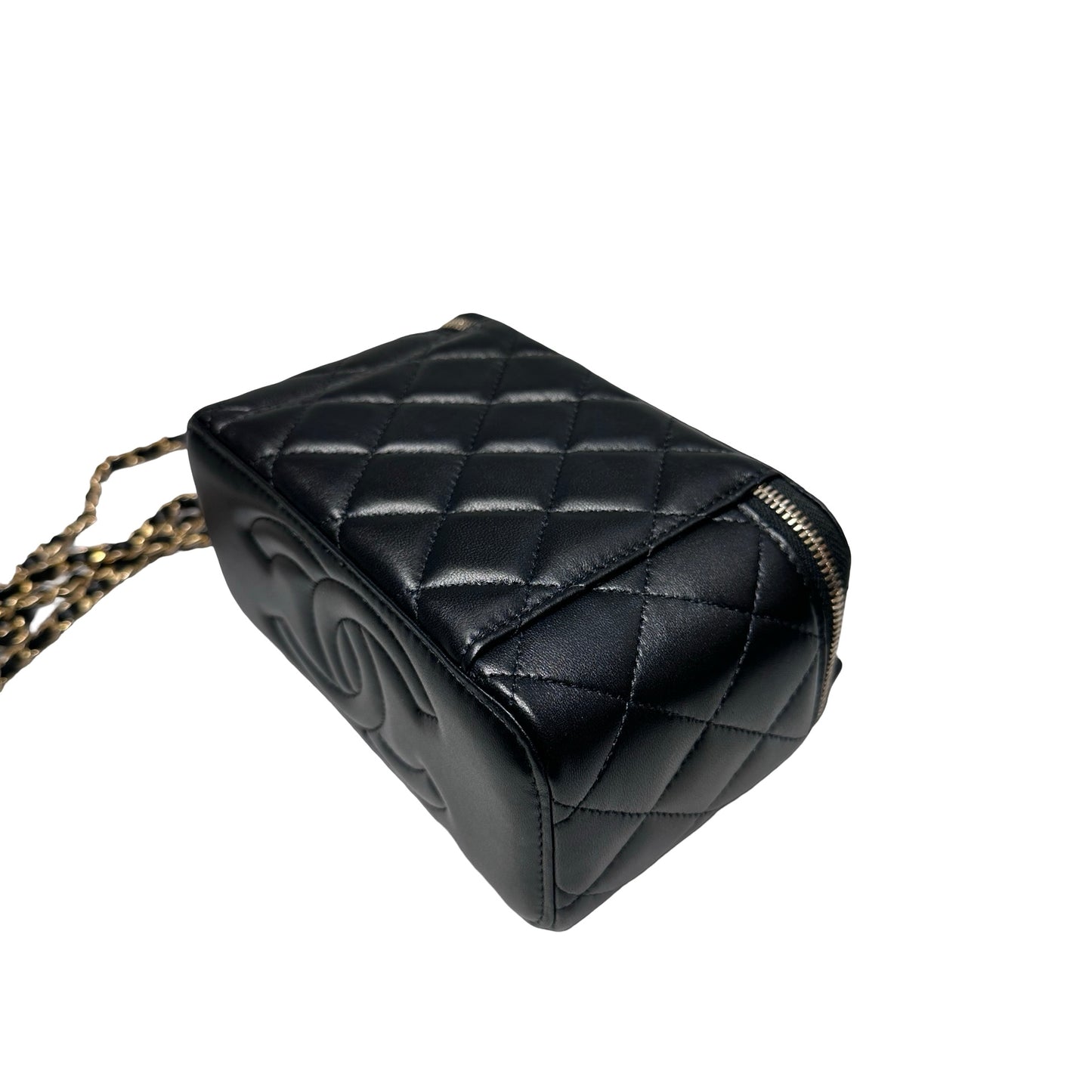 Unused CHANEL Chanel Vanity Case Chain Shoulder Bag Black GHW