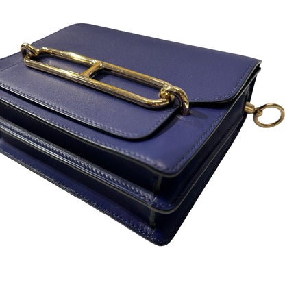 Used HERMÈS Allegro Calfskin MINI ROULIS Shoulder Bag M3 Bleu Encre GHW