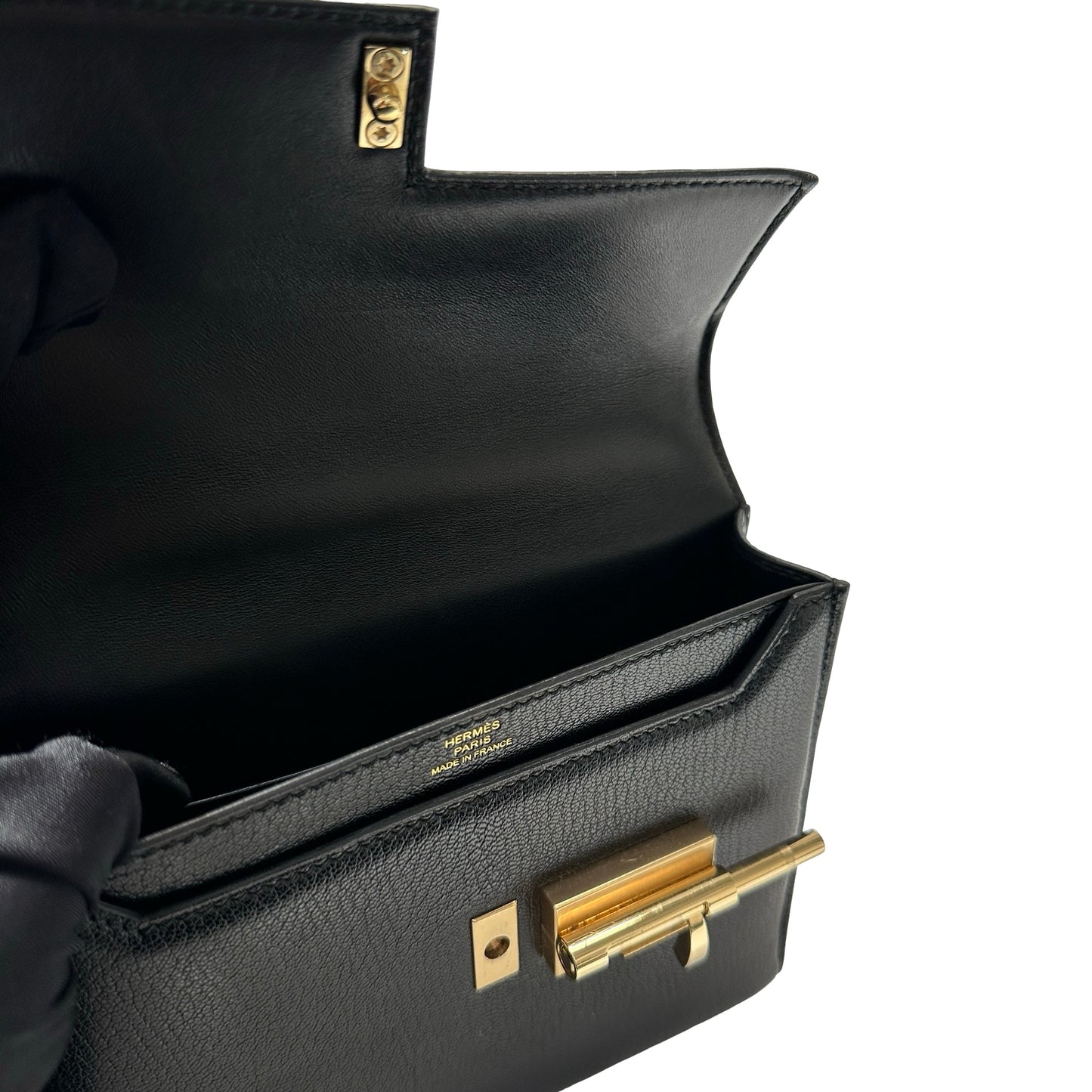 Used HERMÈS Chevre Goatskin MINI VERROU Shoulder Bag Black GHW