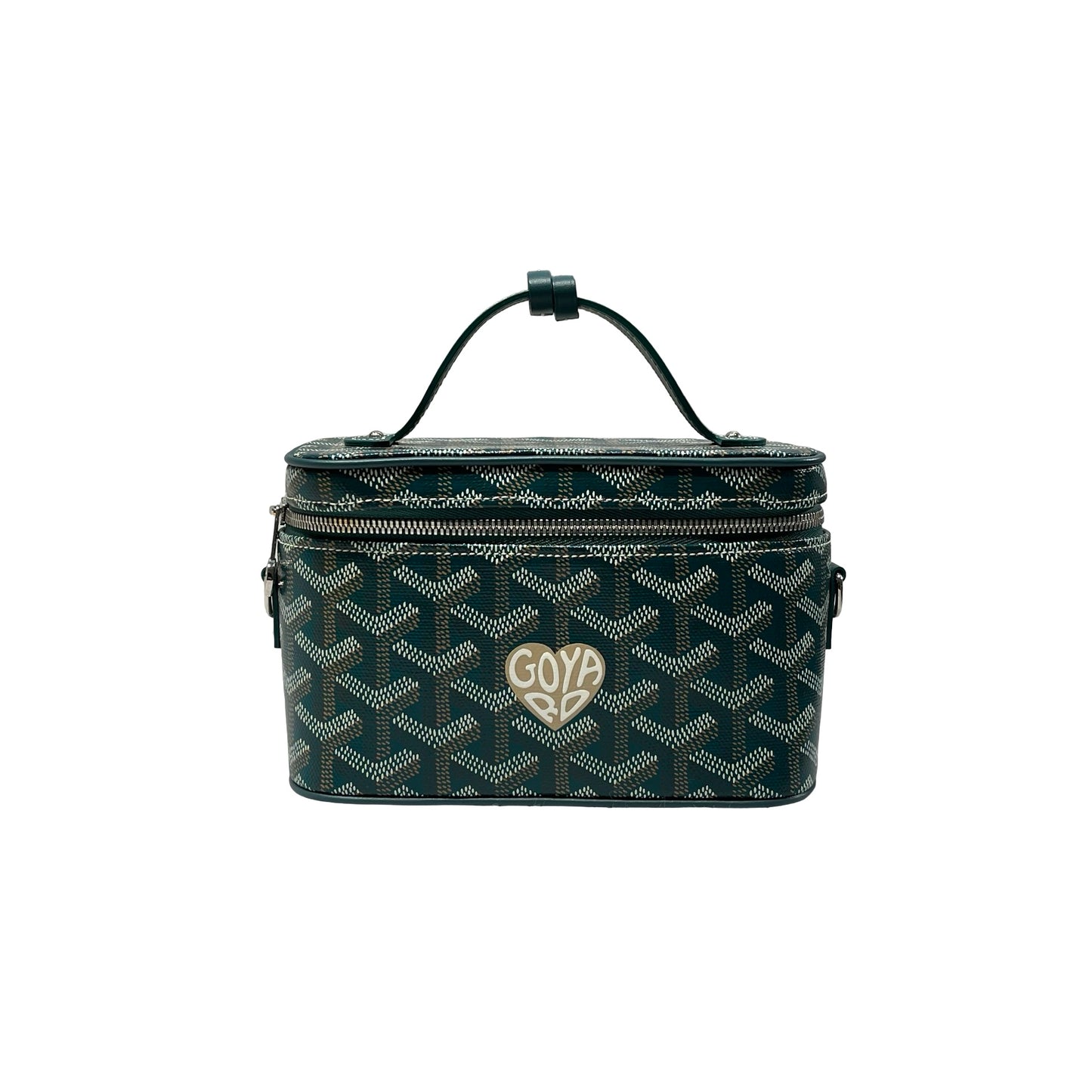 Used GOYARD Canvas Vanity Case Cross Body Bag Green PHW