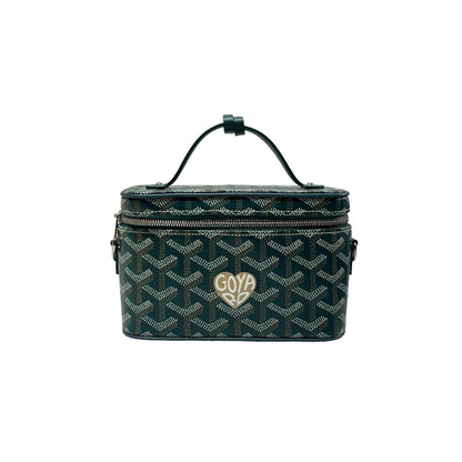 Used GOYARD Canvas Vanity Case Cross Body Bag Green PHW