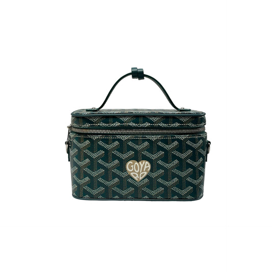 Used GOYARD Canvas Vanity Case Cross Body Bag Green PHW