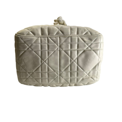 Used DIOR Cannage Leather Cannage Bucket Bag Handbag White