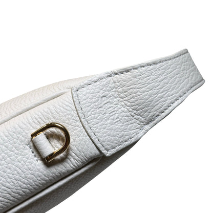 Used CELINE Grained Calfskin Teen Lulu Rice Hobo Bag White Ghw