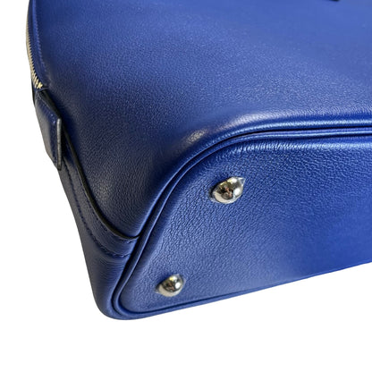Used HERMES Evercolor Bolide 30 Handbag 7T Blue Electric