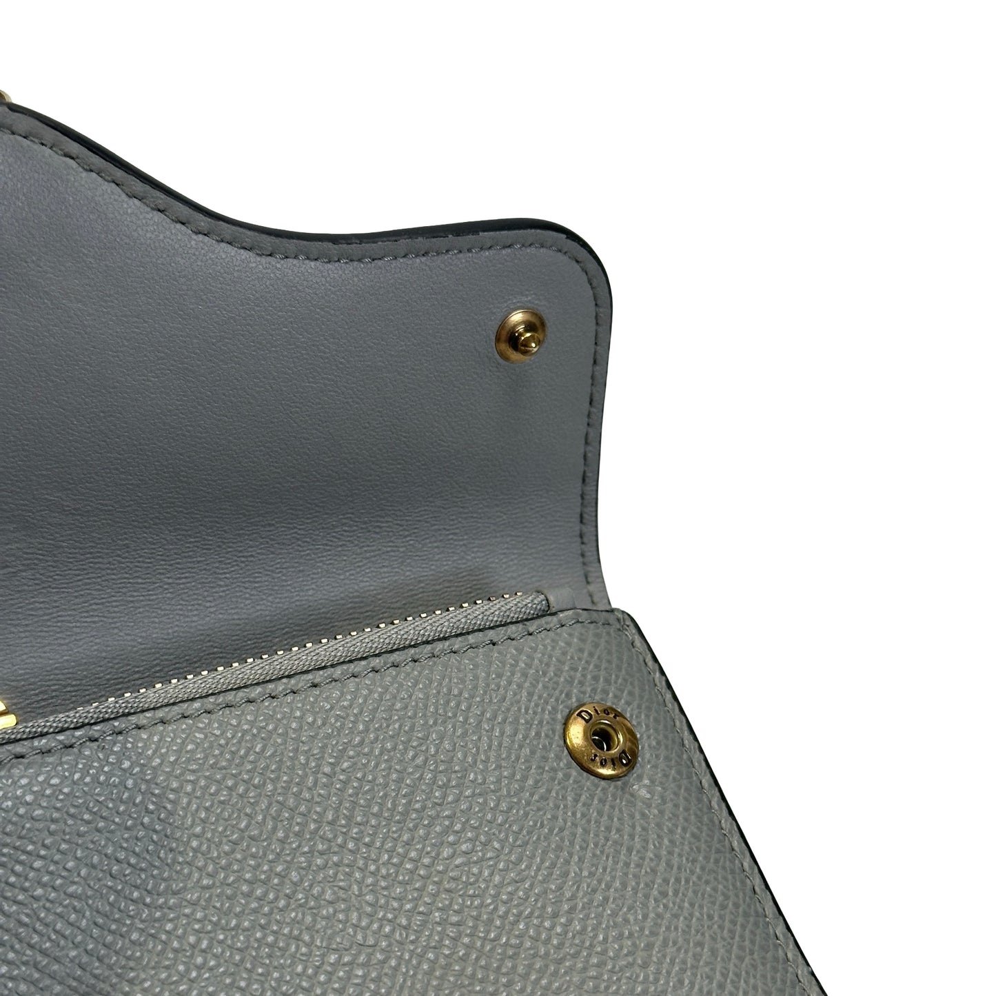 Used DIOR Grained Calfskin Saddle Lotus Wallet Wallet Grey