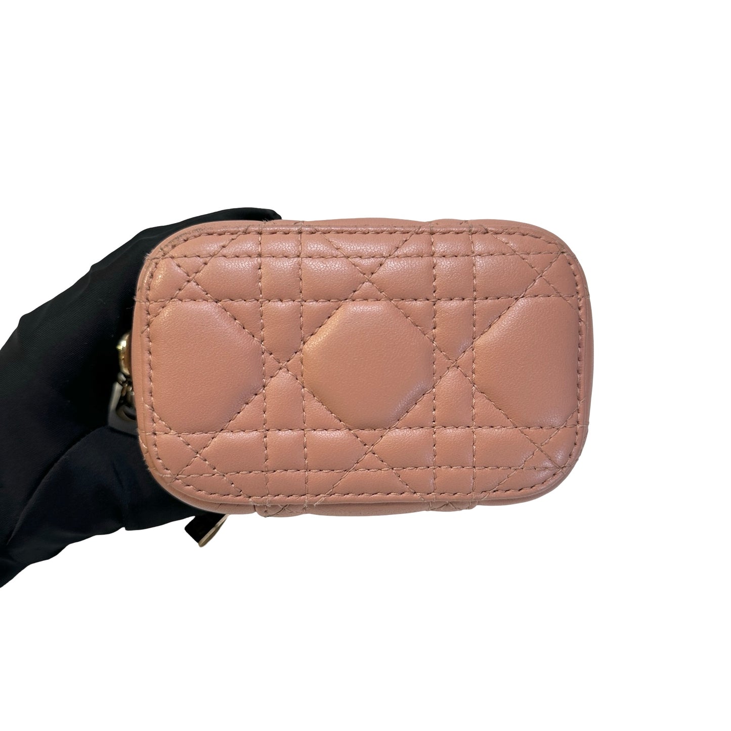 Used DIOR Cannage Cannage Vanity case Pink，GHW