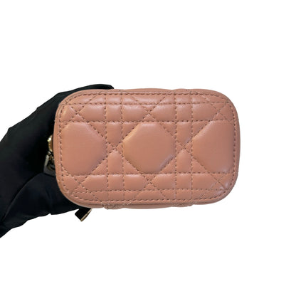 Used DIOR Cannage Cannage Vanity case Pink，GHW