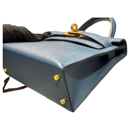 Used HERMÈS Mini Kelly II Two Way Shoulder Bag Blue GHW