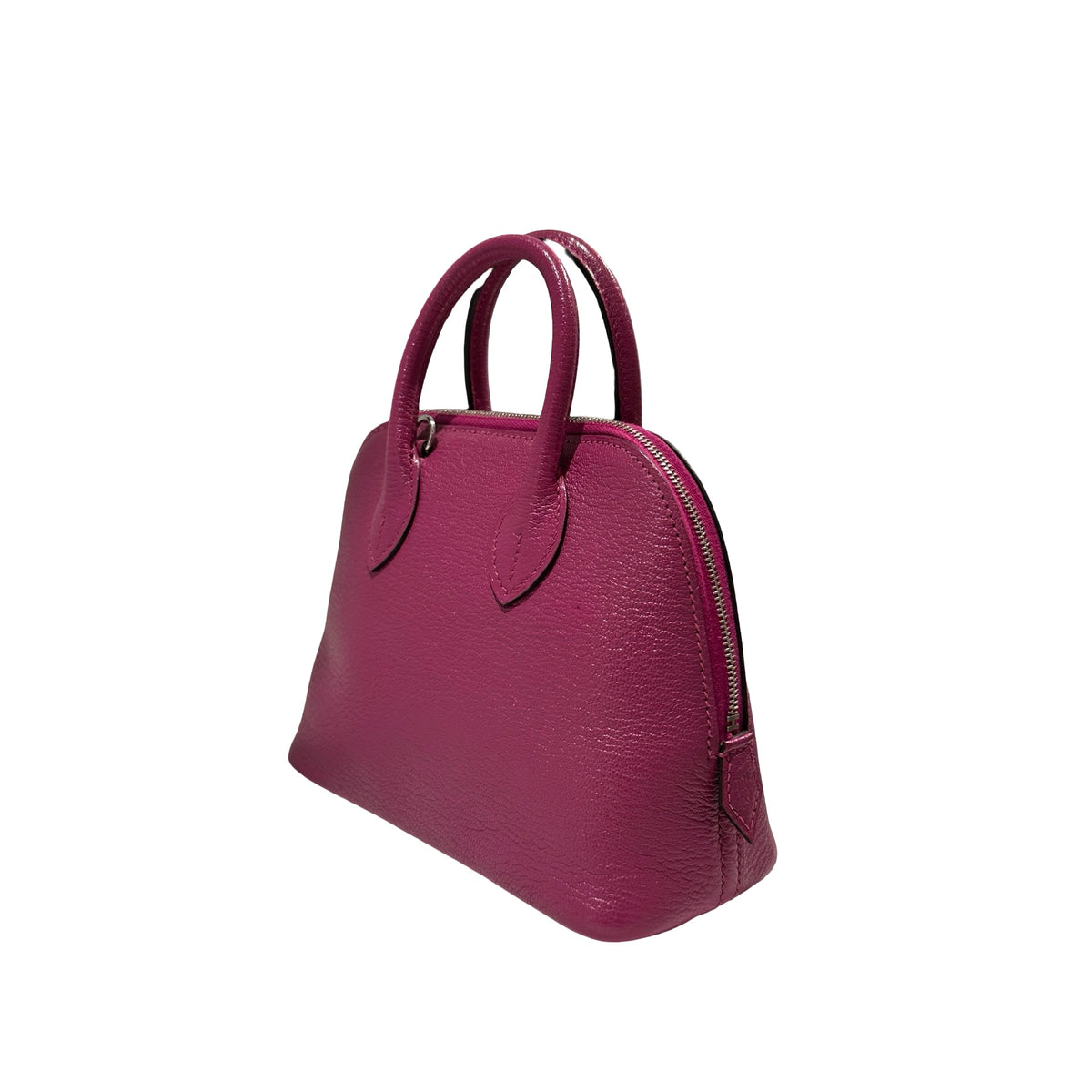 Used HERMES Chevre Mini Bolide Handbag L3 Rose Purple PHW