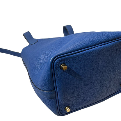 Used HERMÈS Clemence leather Picotin 18 Handbag bleu electrique PHW