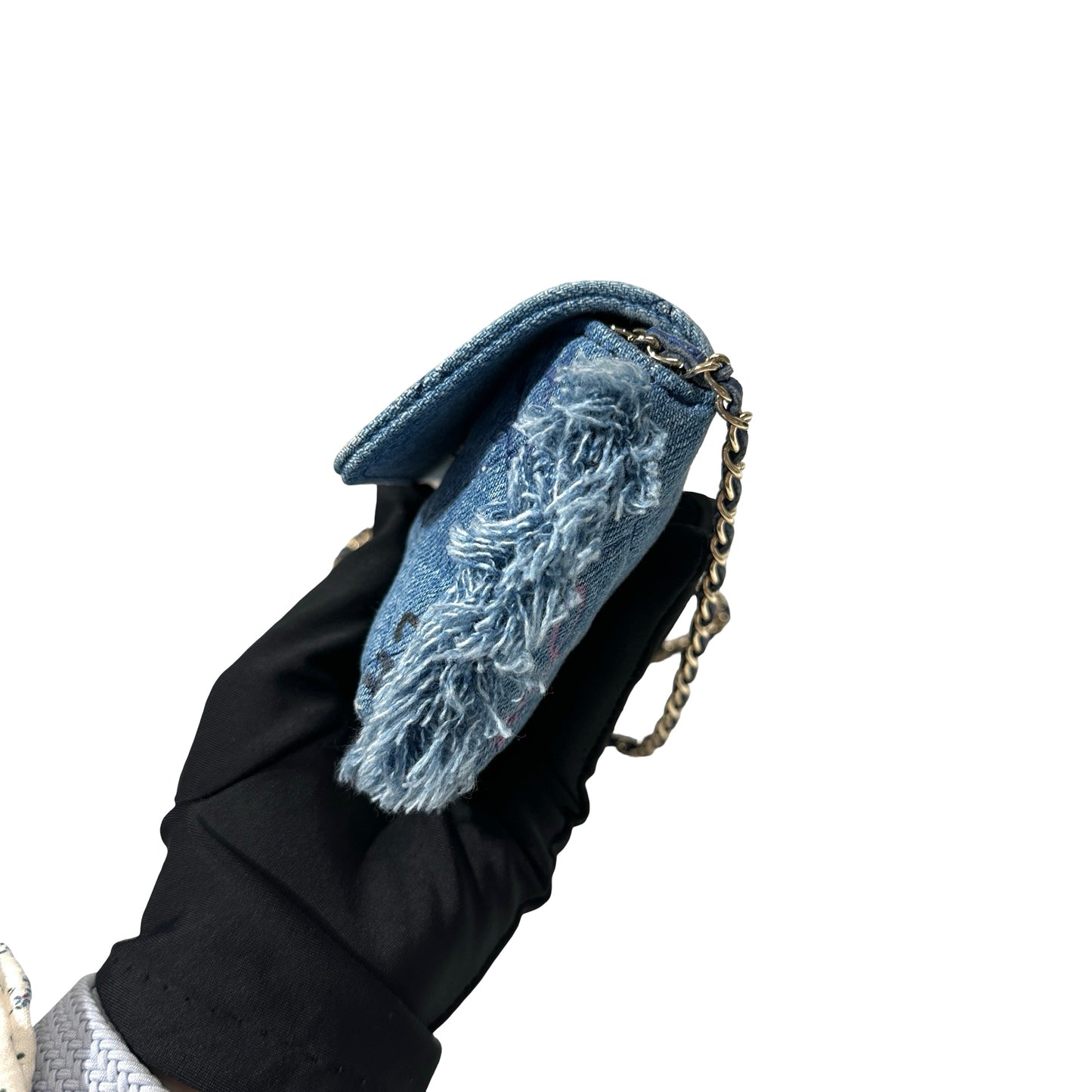 Used CHANEL Cross Body Bag Denim blue GHW