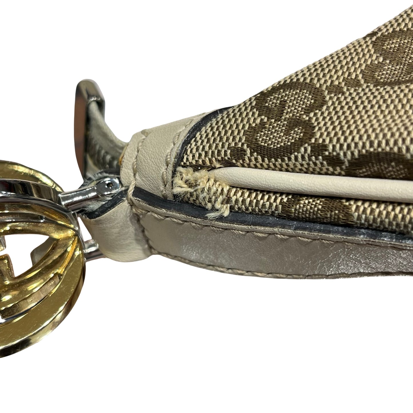 Used GUCCI Monogram Hobo Bag Beige Brown
