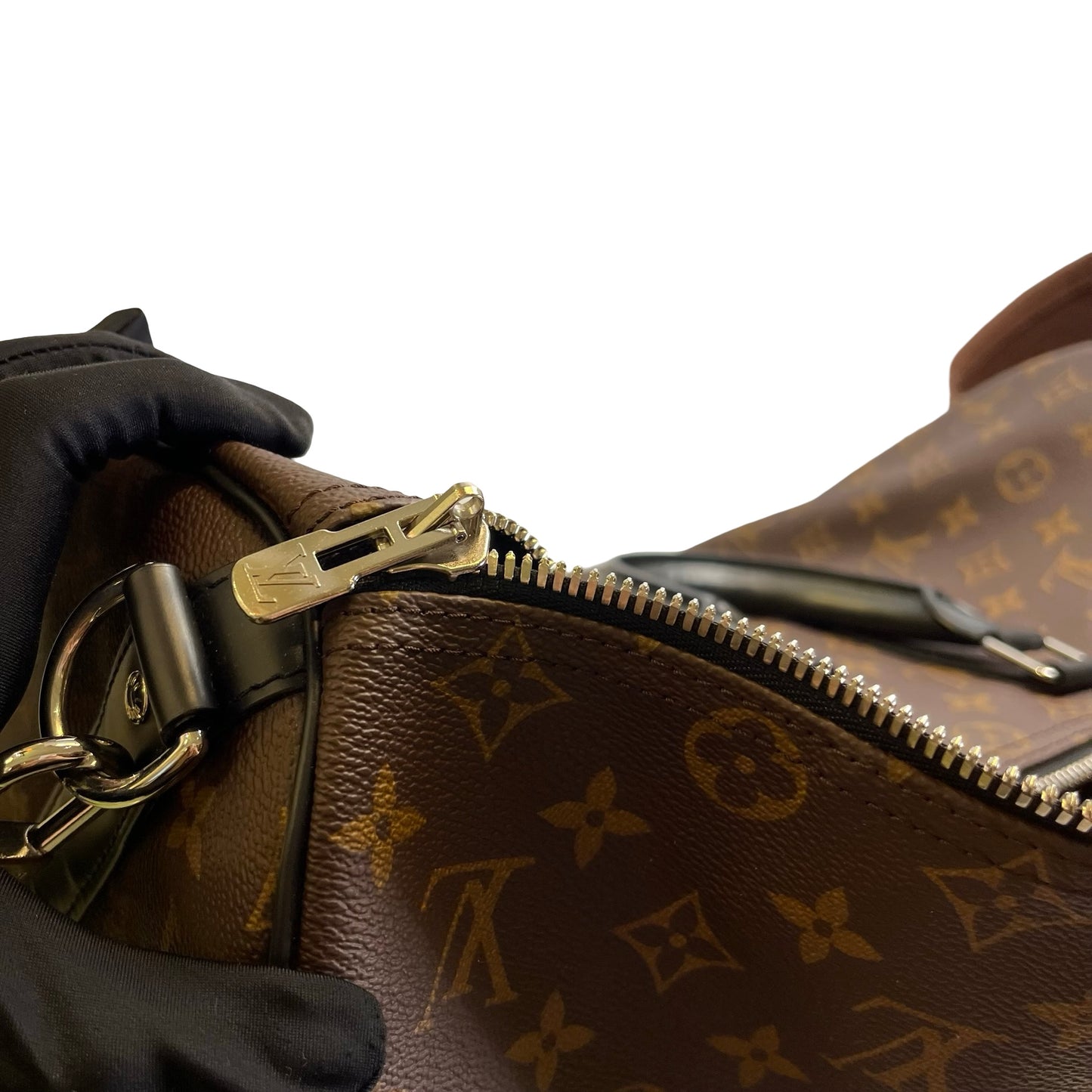 Used LOUIS VUITTON Monogram Macassar Keepall Bandouliere Travel Bag Brown Black