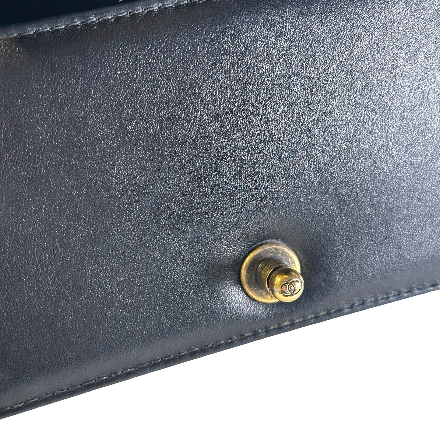 Used CHANEL Lambskin Boy 20 Shoulder Bag Black GHW