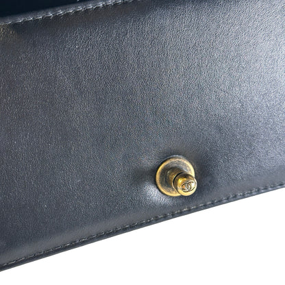 Used CHANEL Lambskin Boy 20 Shoulder Bag Black GHW