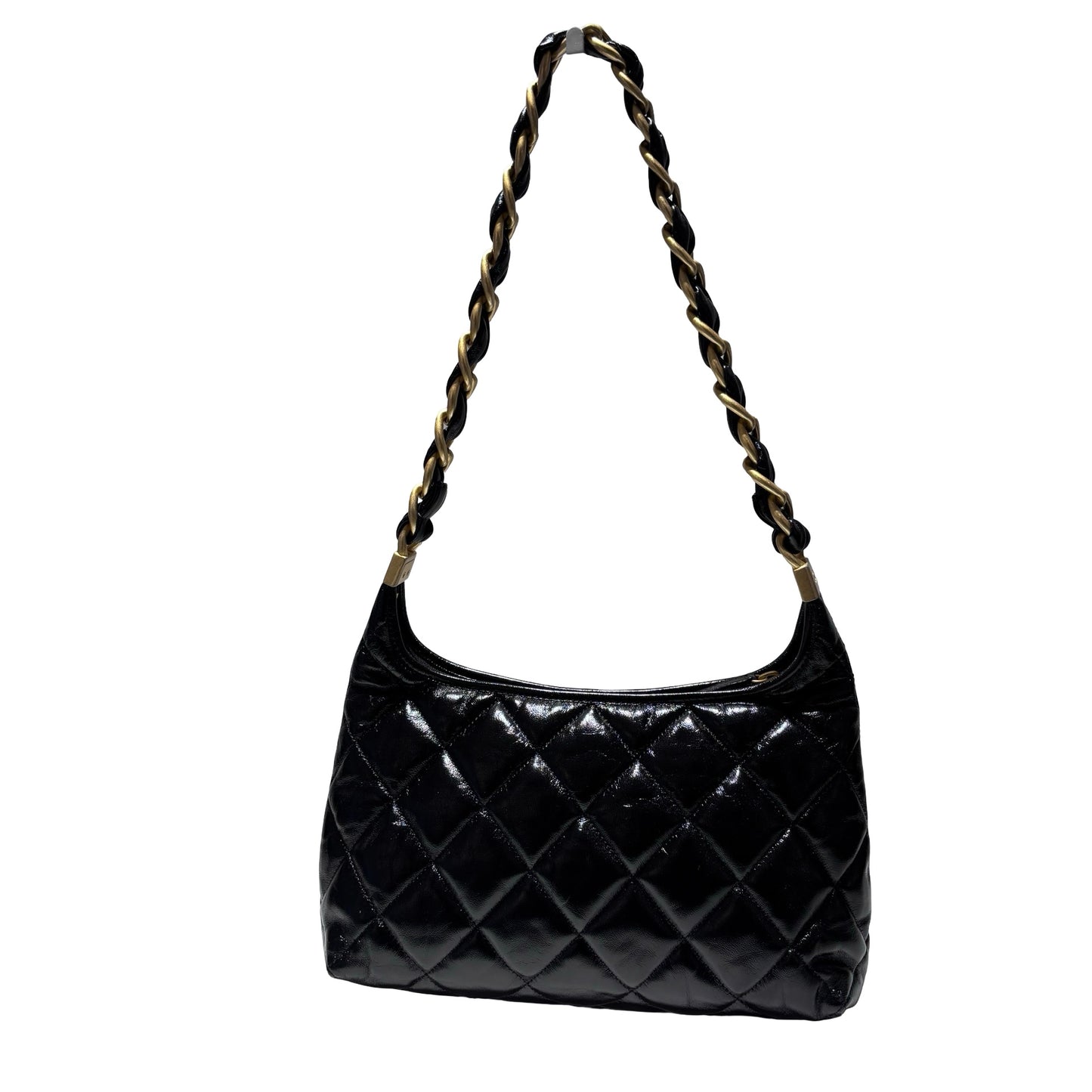 Used CHANEL Shiny Lambskin 24A Hobo Shoulder Bag
