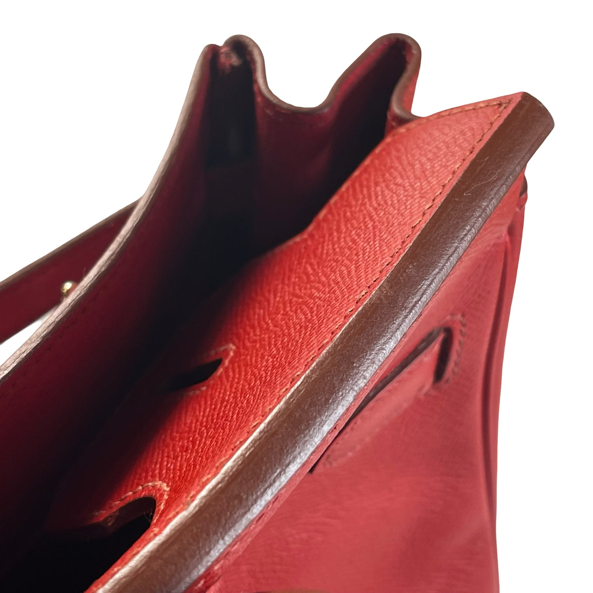 Used HERMES Epsom HAC 28 Handbag Red PHW