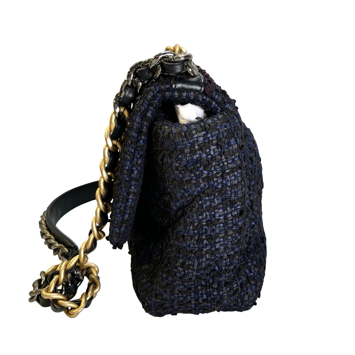 Used CHANEL Tweed 19 Shoulder Bag Blue Black