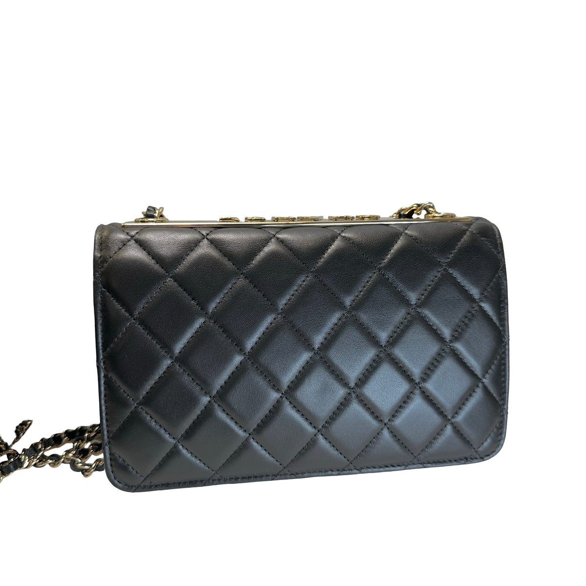 Used CHANEL Quilted Lambskin Wallet on chain Wallet on chain Black Gold