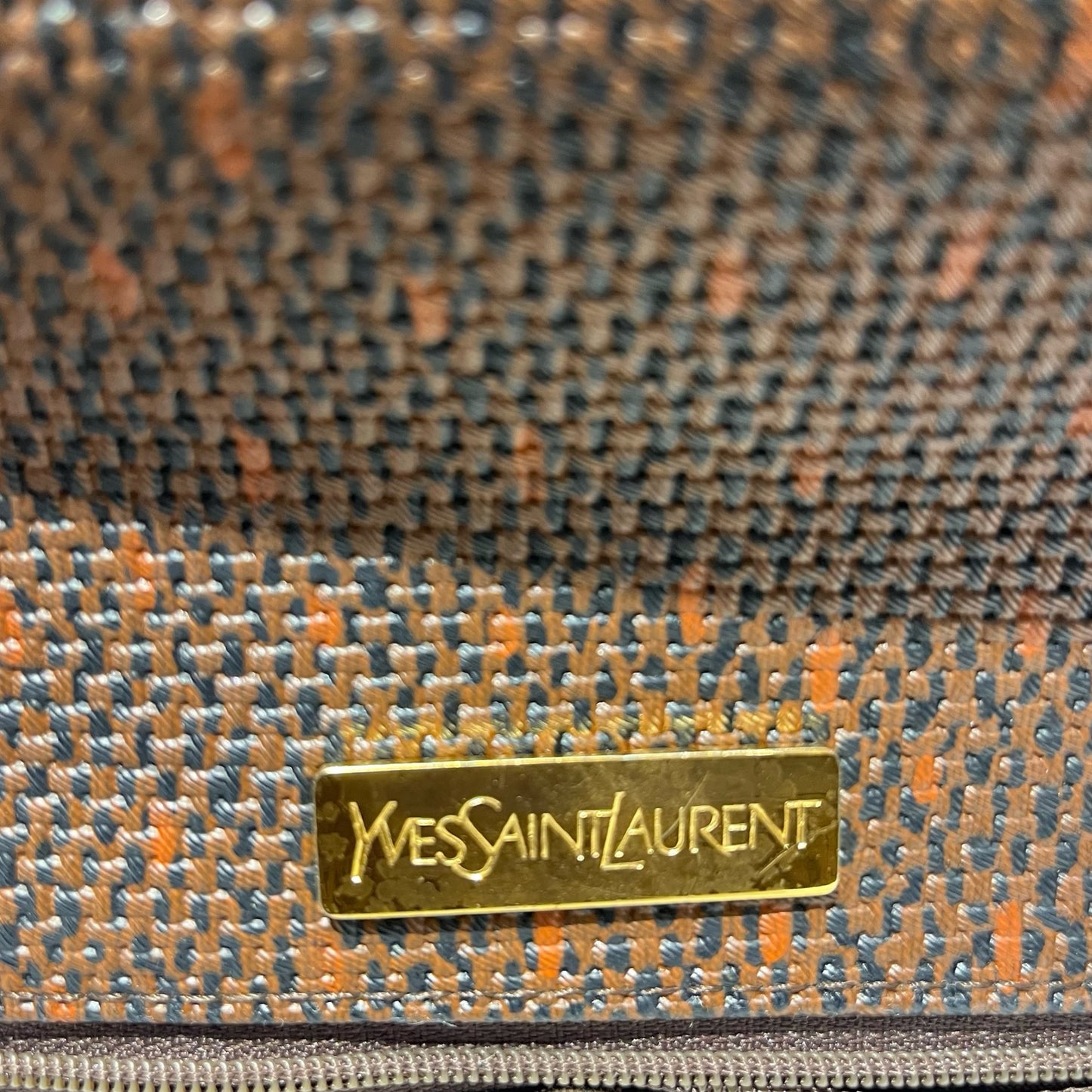 Used SAINT LAURENT Canvas Vintage Crescent Shoulder Cross Body Bag Brown GHW