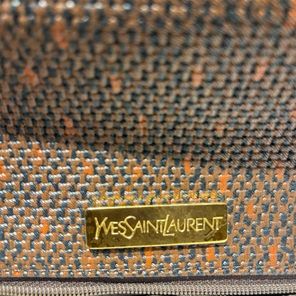 Used SAINT LAURENT Canvas Vintage Crescent Shoulder Cross Body Bag Brown GHW