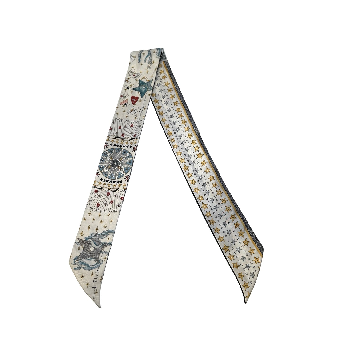 Used DIOR Star Tarot Astrology L'Etoile Twilly White Blue Yellow Grey