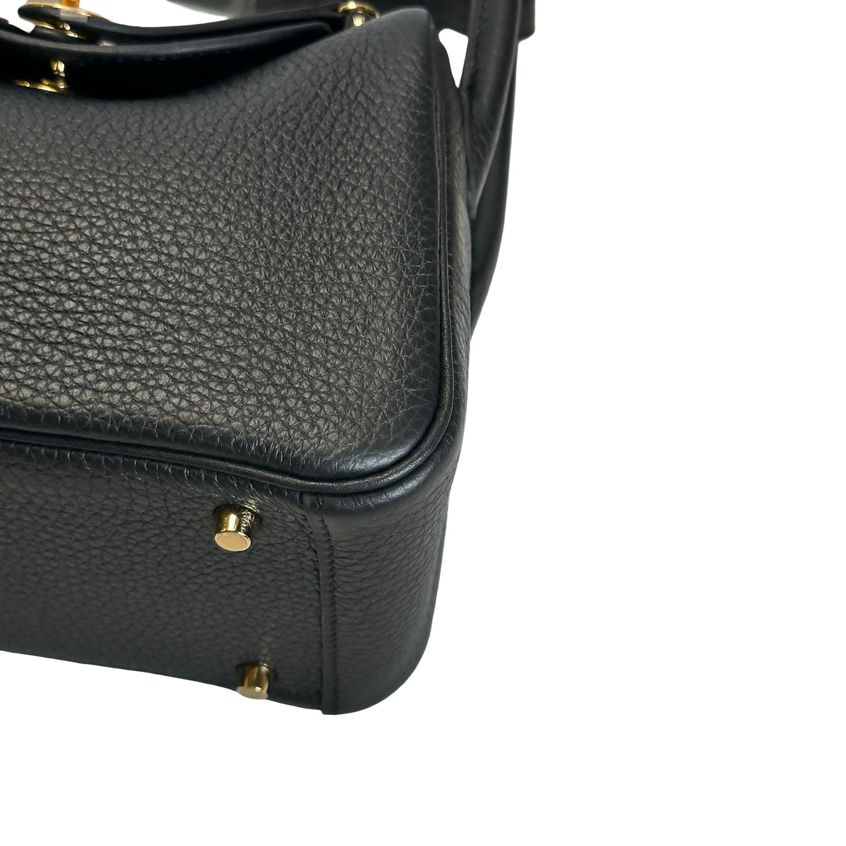Brand New HERMES Leather Mini Lindy Handbag Black GHW