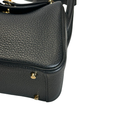 Brand New HERMES Leather Mini Lindy Handbag Black GHW