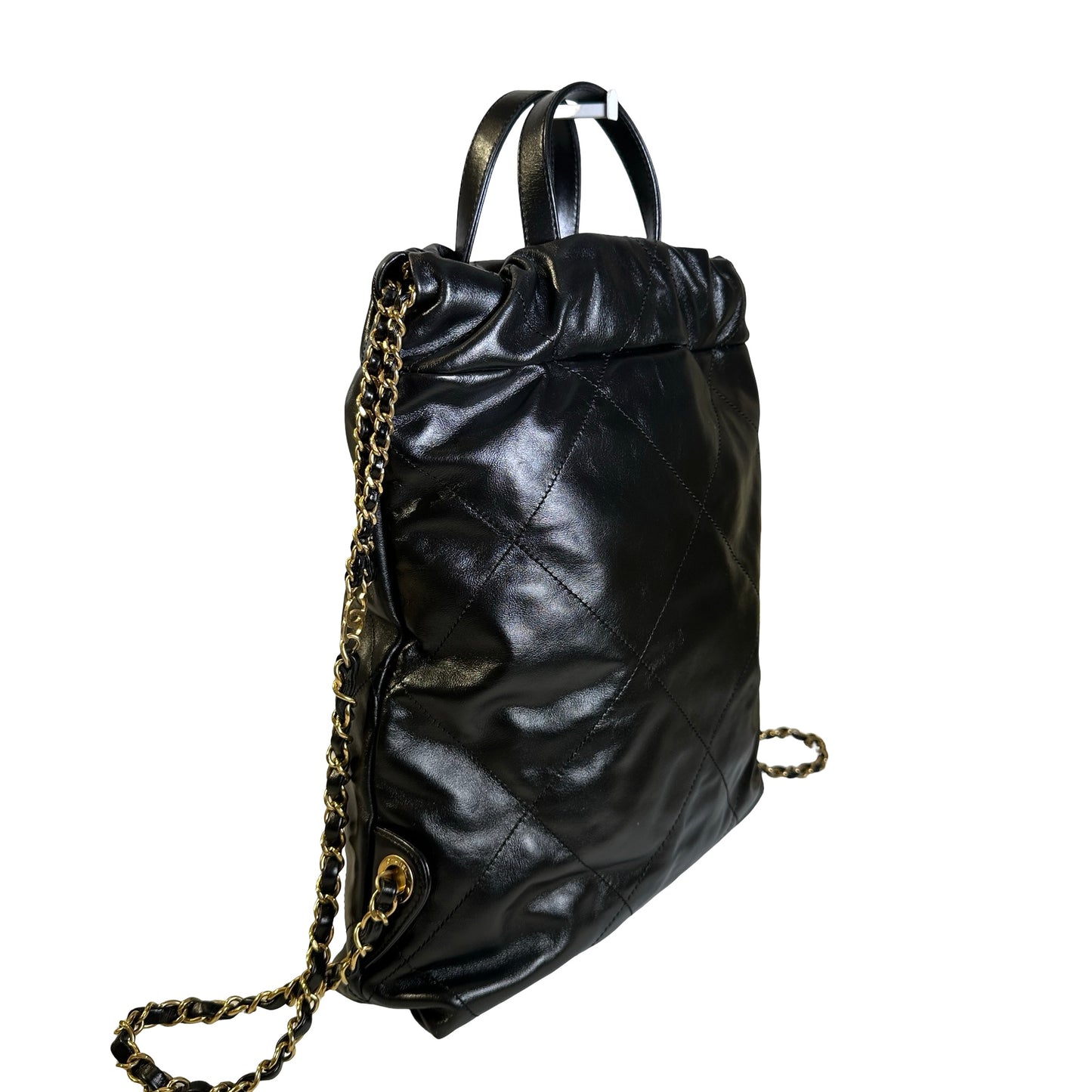 Used CHANEL Quilted Calfskin Chanel 22 Backpack Backpack Black Gold hardware