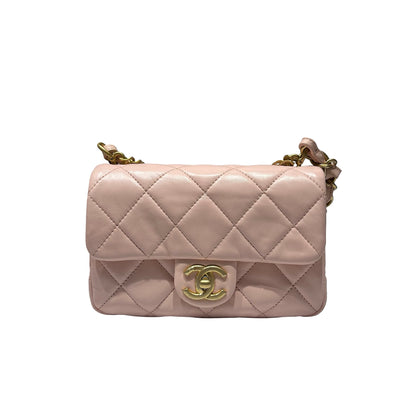 Unused CHANEL Flap Cross Body Bag Pink GHW
