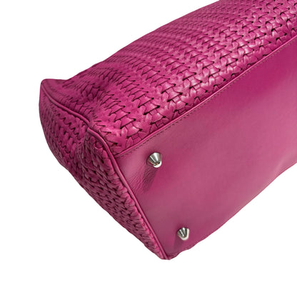 DIOR PINK PHW WOVEN LEATHER HANDBAG [3000264]