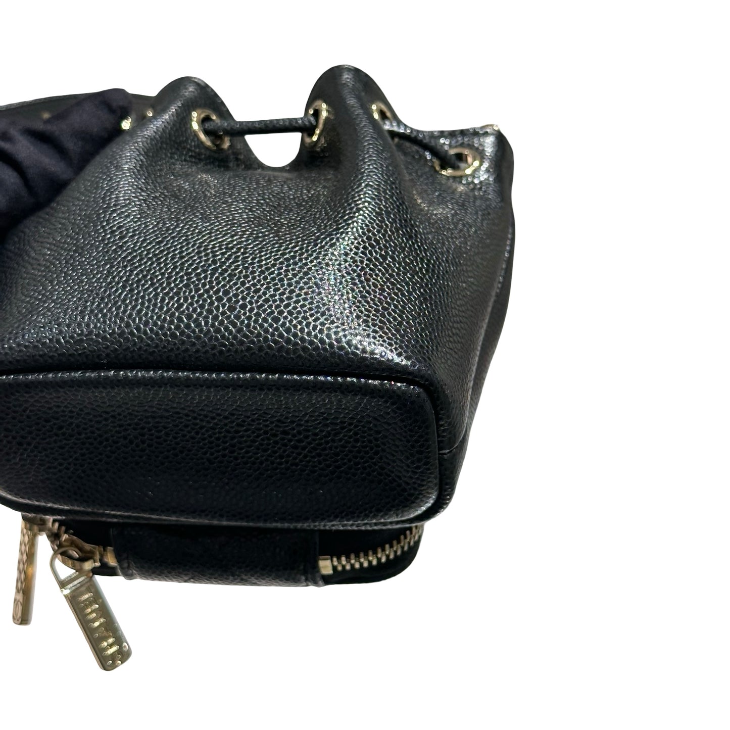 CHANEL MINI BUCKET SHOULDER BAG BLACK GHW CAVIAR SKIN [3001008]