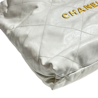 CHANEL 22 SMALL WHITE GHW [3001041]