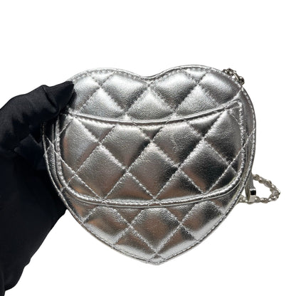 CHANEL SILVER HEART CHAIN SHOULDER BAG [3000624]