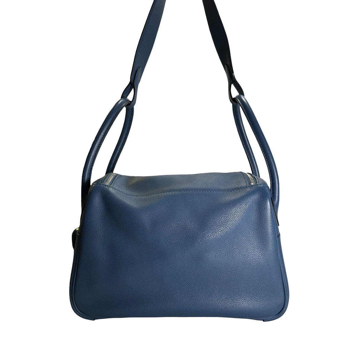Used HERMES Leather Lindy 26 Handbag Blue PHW