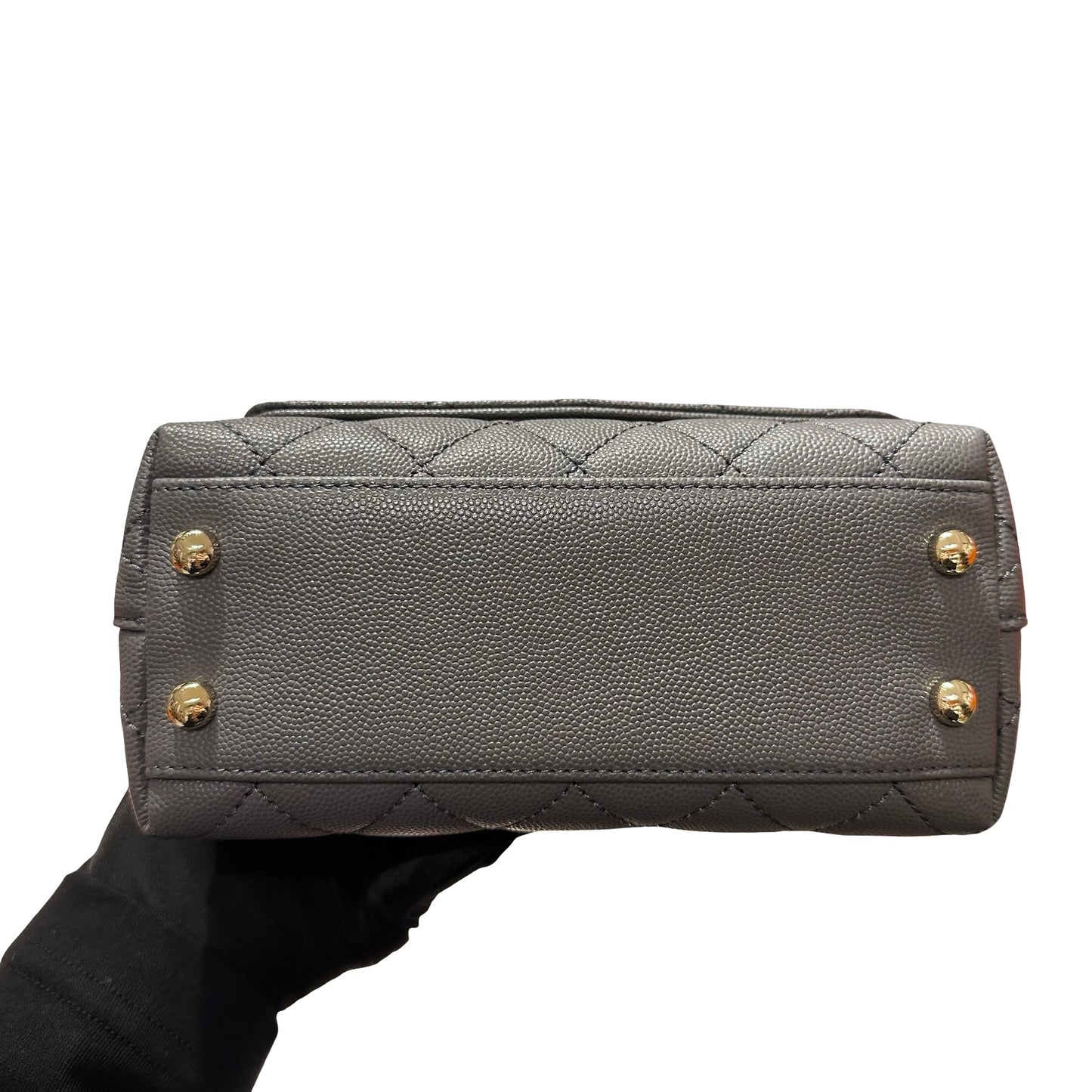 New CHANEL Calfskin Leather Mini coco handle Shoulder Bag GHW Black