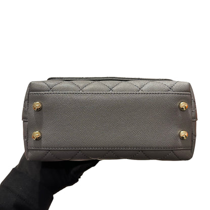 New CHANEL Calfskin Leather Mini coco handle Shoulder Bag GHW Black