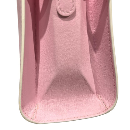 Used DELVAUX Calfskin Leather Tempete MM Shoulder Bag Pink GHW