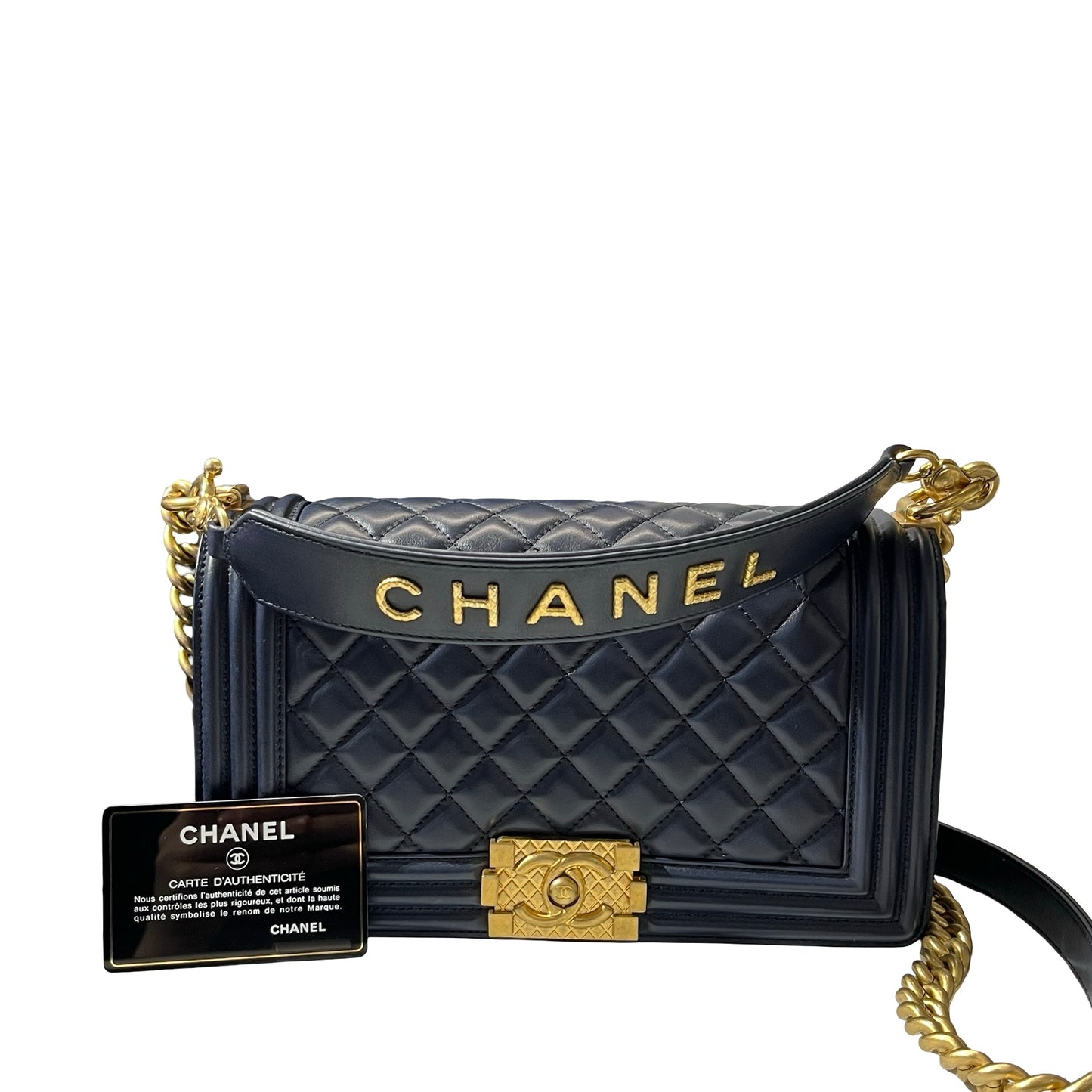 Used CHANEL Lambskin Leather Boy 25 Cross Body Bag