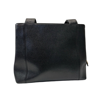 Used CHANEL Caviar Leather Vintage Shoulder Shoulder Bag GHW Black