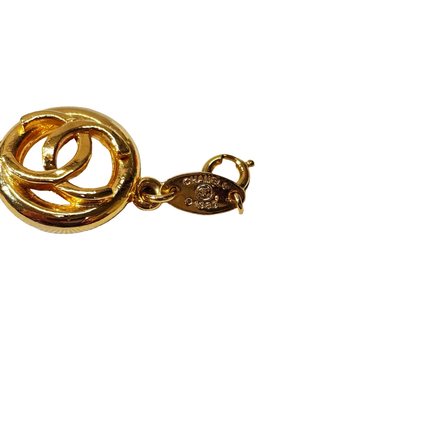 Used CHANEL CC Logo Round Vintage Bracelet Accessories Gold