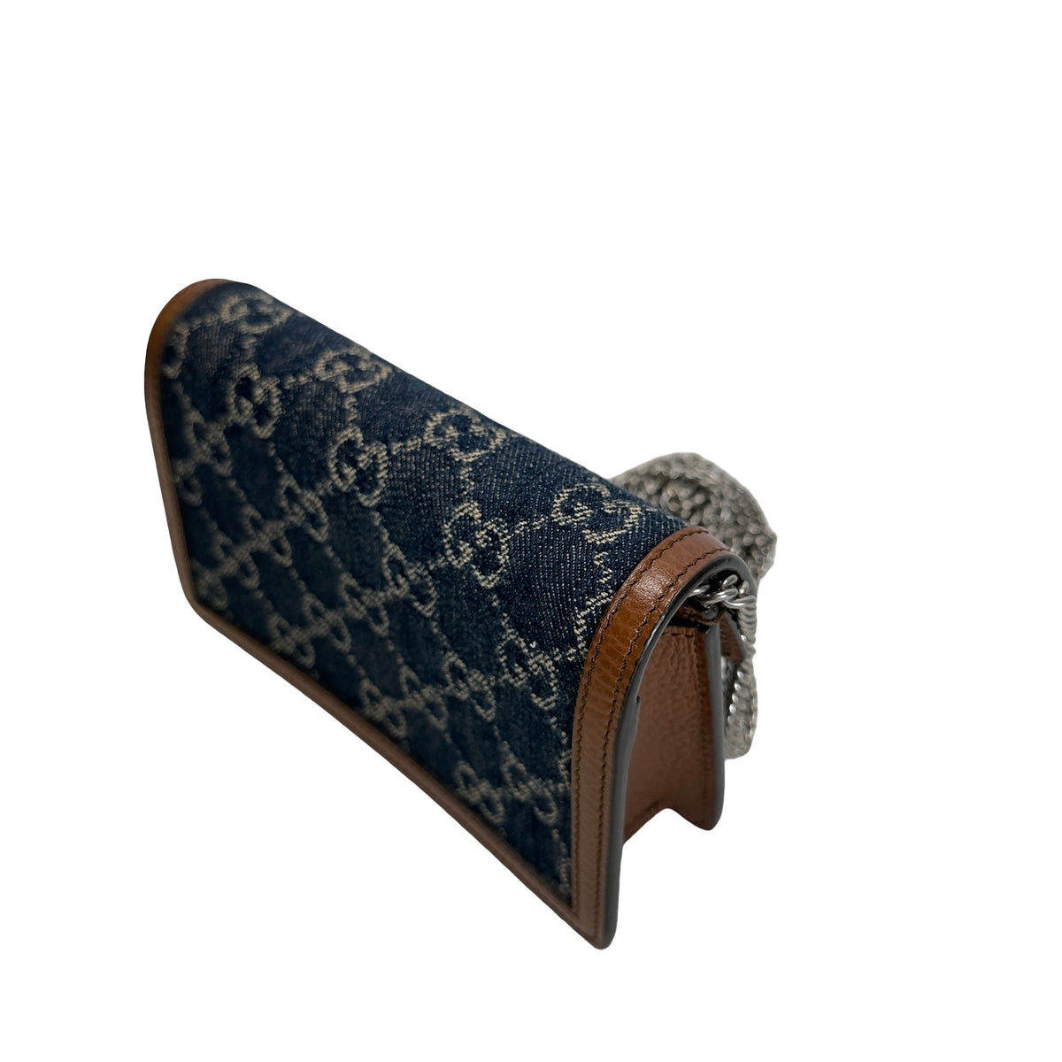 Used GUCCI GG Supreme Denim Dionysus Shoulder Bag Blue Brown